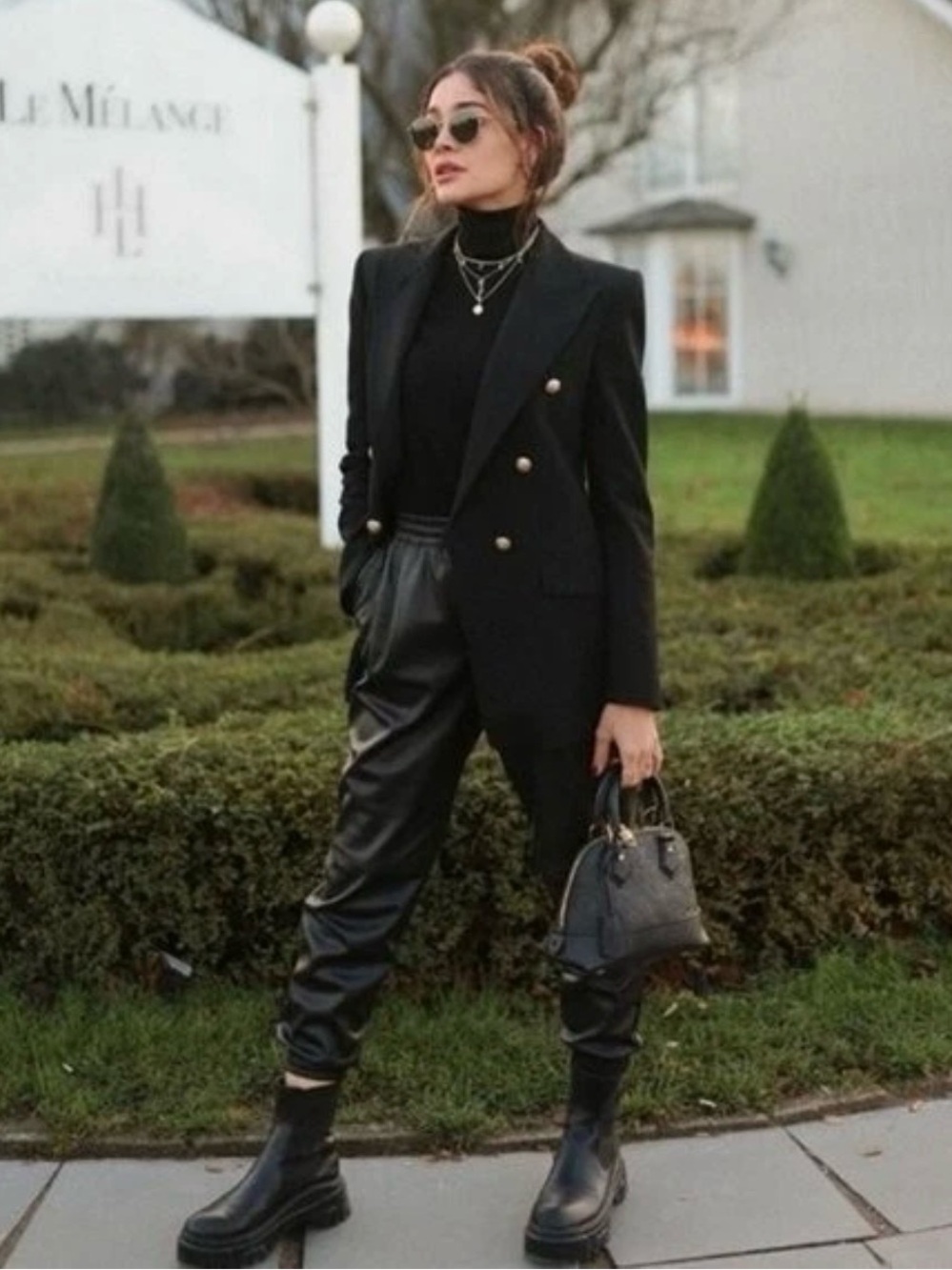 Zara Black Faux Leather Jogger Pants - size XS